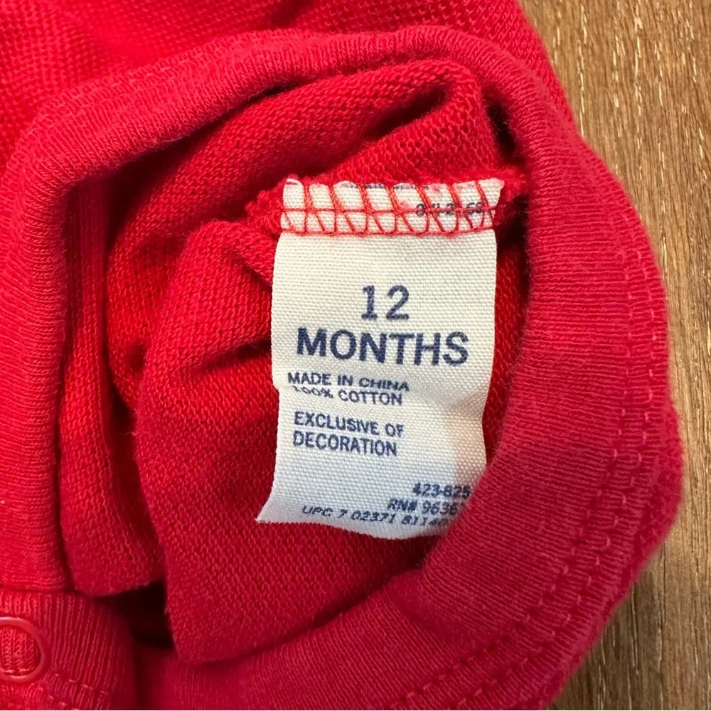 Vintage OshKosh Bgosh Red Polo Bodysuit‎ and Plaid Shortalls 12M